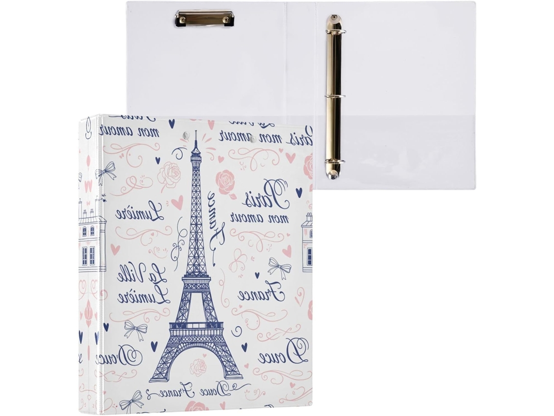 Pasta de 3 Argolas para Papel Tamanho Carta , Organizador Redondas com Prancheta, Suporte Pran (27,9 X 21,6 Cm)