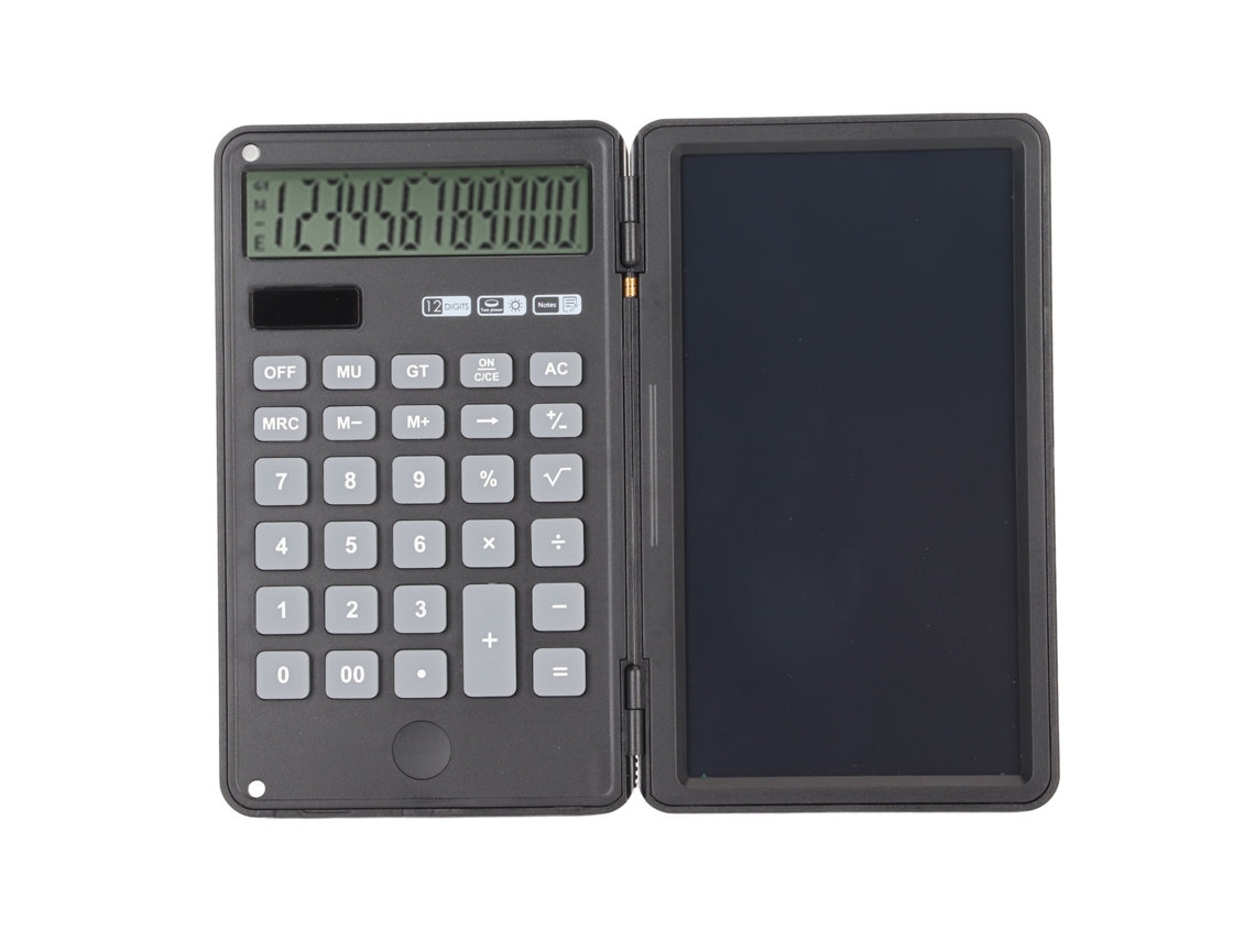 Aetheria calculadora de Mesa 12 Dígitos com Bloqueio de Notas e Bloco de Notas, Alimentação Dupla, Preta