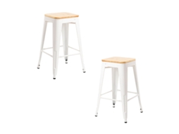 Pack 2 Bancos Torix Baixos Madeira Natural 67 Cm - Branco