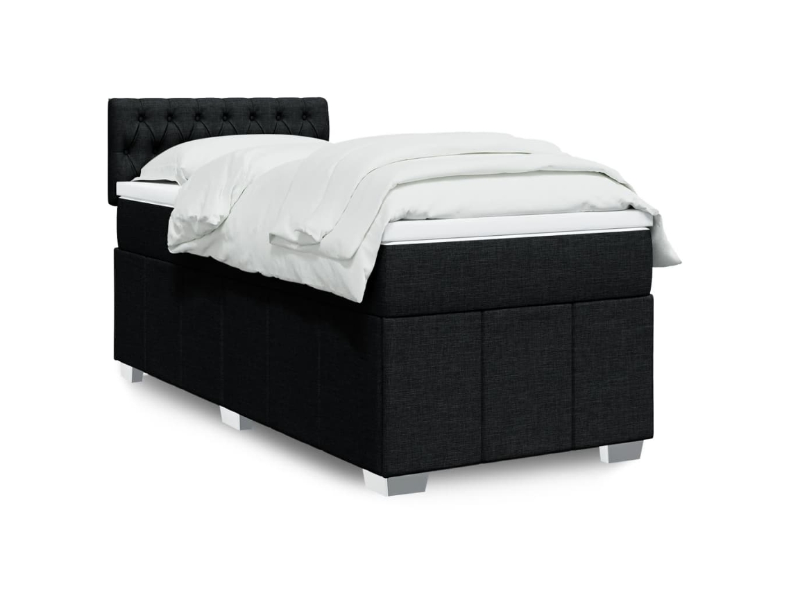 Vidaxl Cama Com Molas/colchão 100x200 Cm Tecido Preto