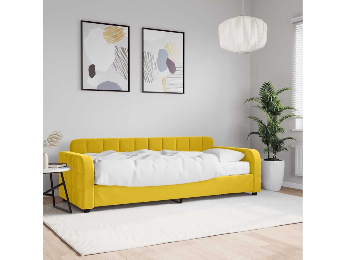 Vidaxl Sofá-cama Com Colchão 80x200 Cm Veludo Amarelo