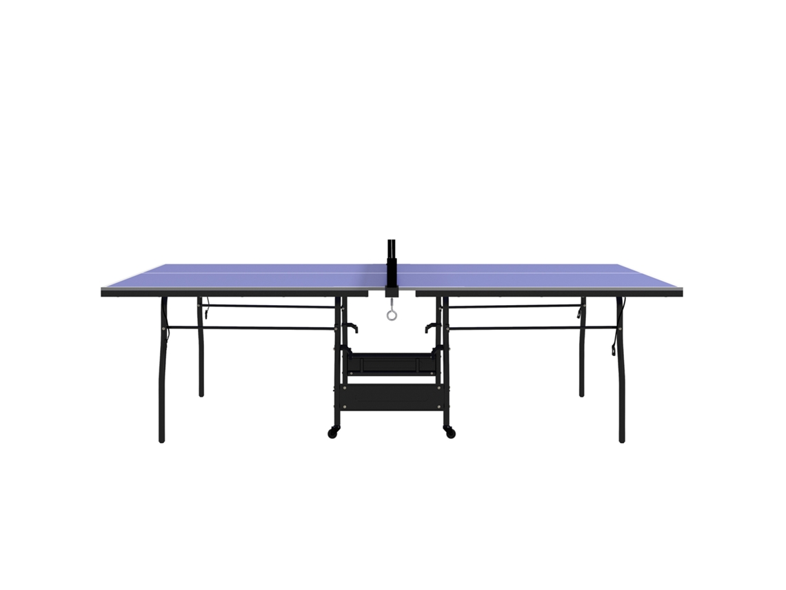 Mesa de Ping pong 4 Rodas com Rede, 2 Raquetes e 3 Bolas Azuis 274x152,5x76 Cm S/MARCA