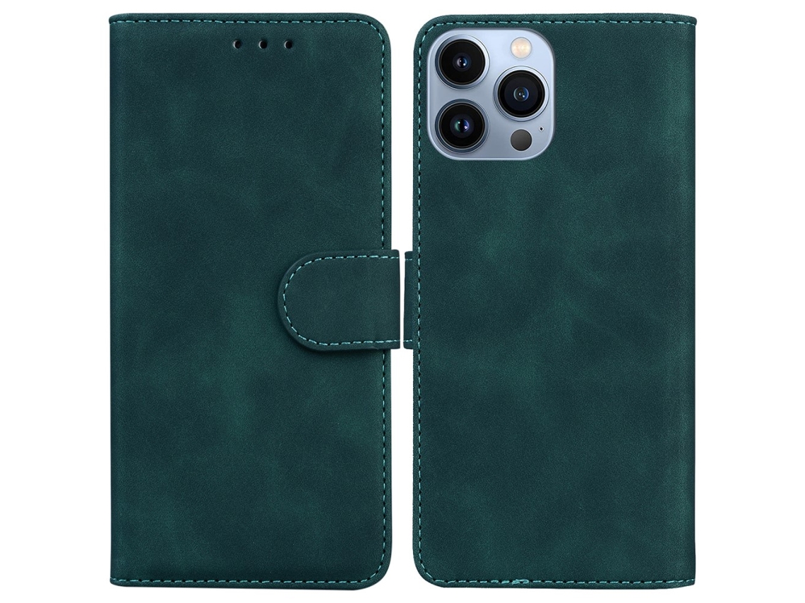 Capa Para Iphone 15 Pro Pele Sintética Verde