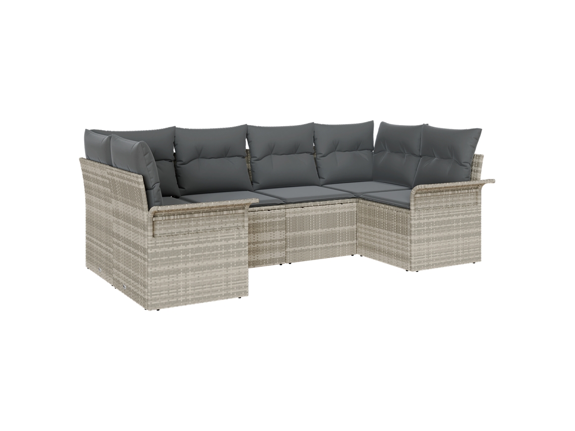 Conjunto 6 Móveis De Jardim Vidaxl Cinzento-claro Vime Pe (234 X 132,5 X 85 Cm)