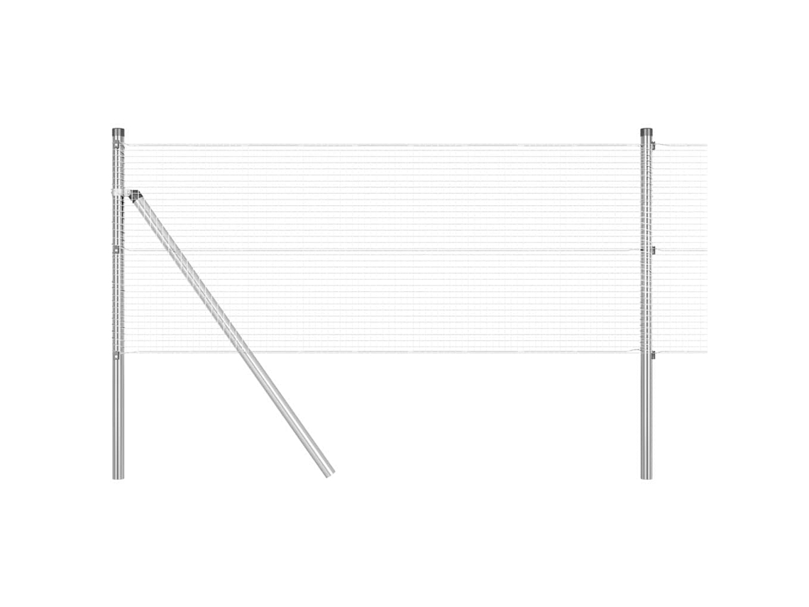 Conjunto 1 Poste De Cerca Vidaxl Prateado Aço (10 X 0,5 M)