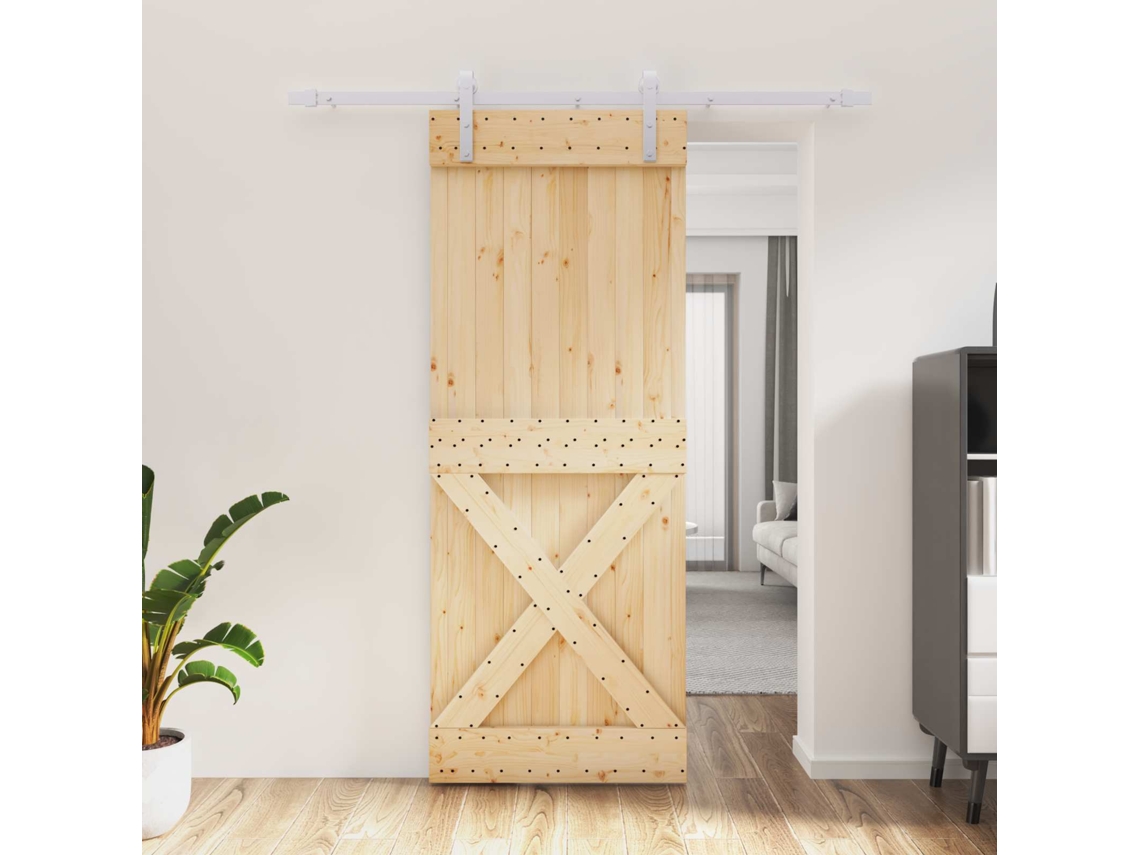 Vidaxl Porta Deslizante 80 X 210 Cm Natural E Branco