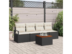 Vidaxl Conjunto De Sofá De Jardim 5 Unid. Preto Vime Pe