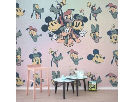 Foto Mural Não Tecido 280 X 300 Cm Disney Mickey Fab5 Papel De Parede Digital Minnie Pateta Donald Plutão 6 Tiras De Largura 50 Cm Komar