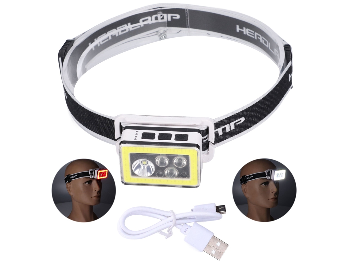 2026 lanterna Frontal Led Cob Magnética com Modo de Indução e Carregamento Usb para Aventuras Ao Ar Livre, Ciclismo e Reparos Preto