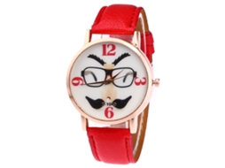 Relógio de pulso Zhoulianfa Quartz com pulseira de couro PU para mulheres e homens (vermelho)