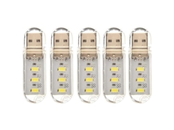 5 Peças Lanterna Noturna Usb Mini Portátil 5v 3led Luz De Mesa Leitura Branco Frio Classe Energética A+