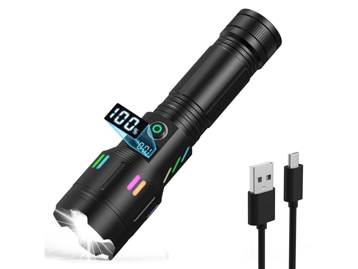 Lanterna Recarregável Lanterna Tática Com Zoom 5 Modos Indicador De Energia Ipx7 À Prova Dágua Lanterna Super Brilhante Para Camping Yunzii