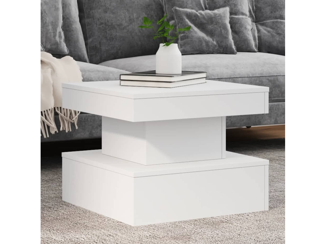 Vidaxl Mesa De Centro Com Luzes Led 50x50x40 Cm Branco