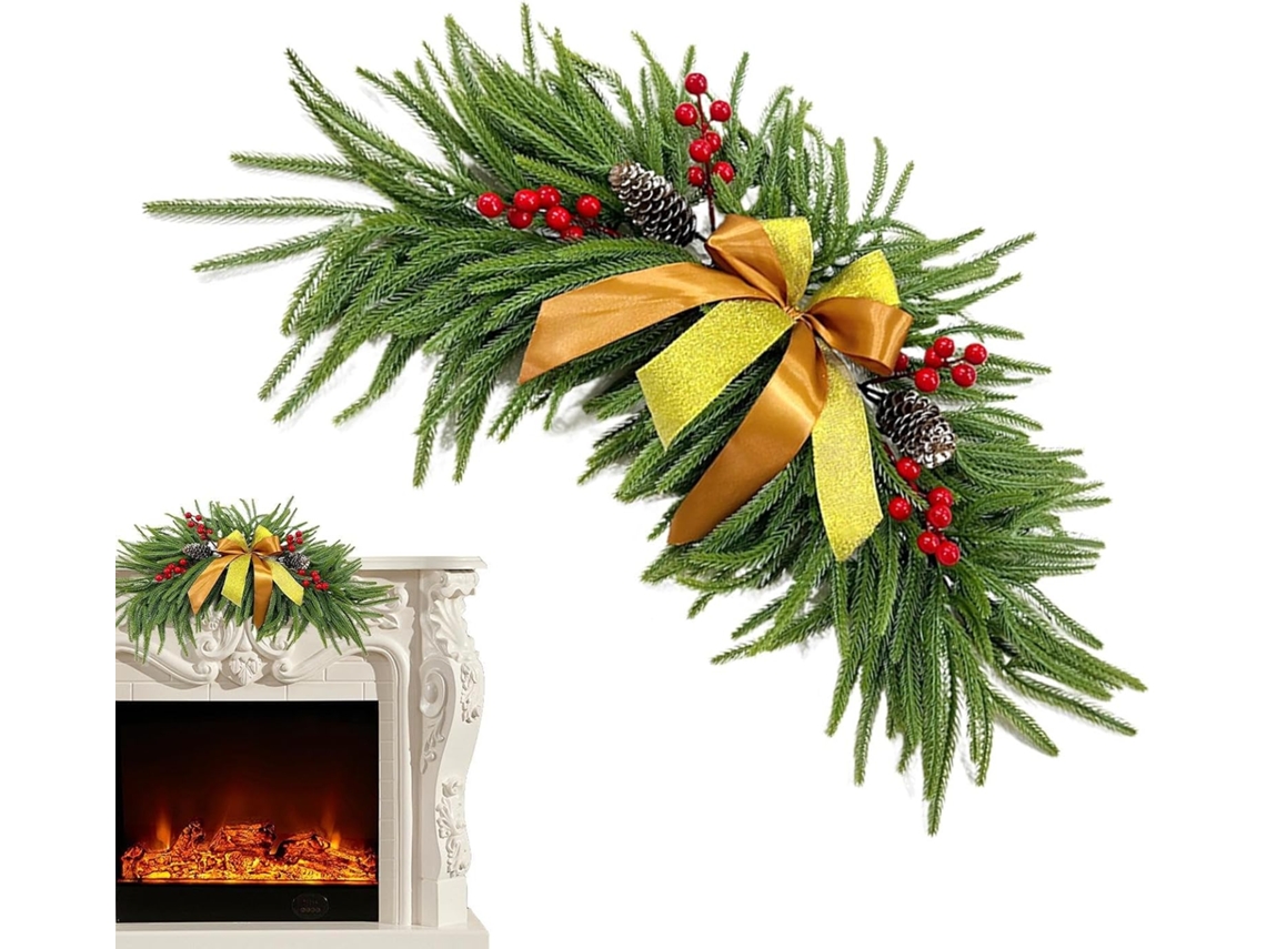 Guirlanda De Natal Para Porta, 69cm, Folhagem De Pinheiro | Guirlanda