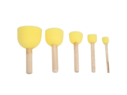 Primerox 5pcs Pincéis de Espuma para Pintura Diy Infantil com Cabo de Madeira Brinquedo de Desenho
