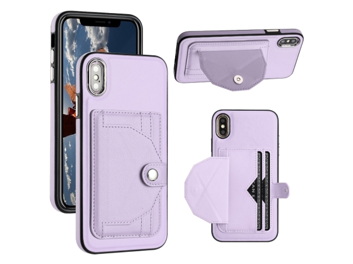 Capa Mobile Phone Cases Shockproof With Card para iPhone XS Max Pele Castanho