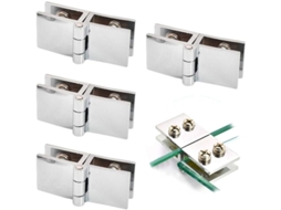 Conjunto De 4 Dobradiças Para Portas De Vidro Com Rotação De 180°, Em Liga De Zinco, Com Sistema De Encaixe, Fáceis De Instalar E Duráveis