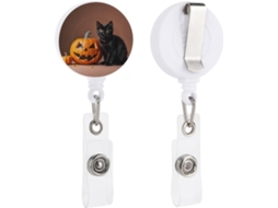 Clipe retrátil Crachá, com estampa de um gato branco fofo, ideal para enfermeiras, médicos e funcionários de escritório.
