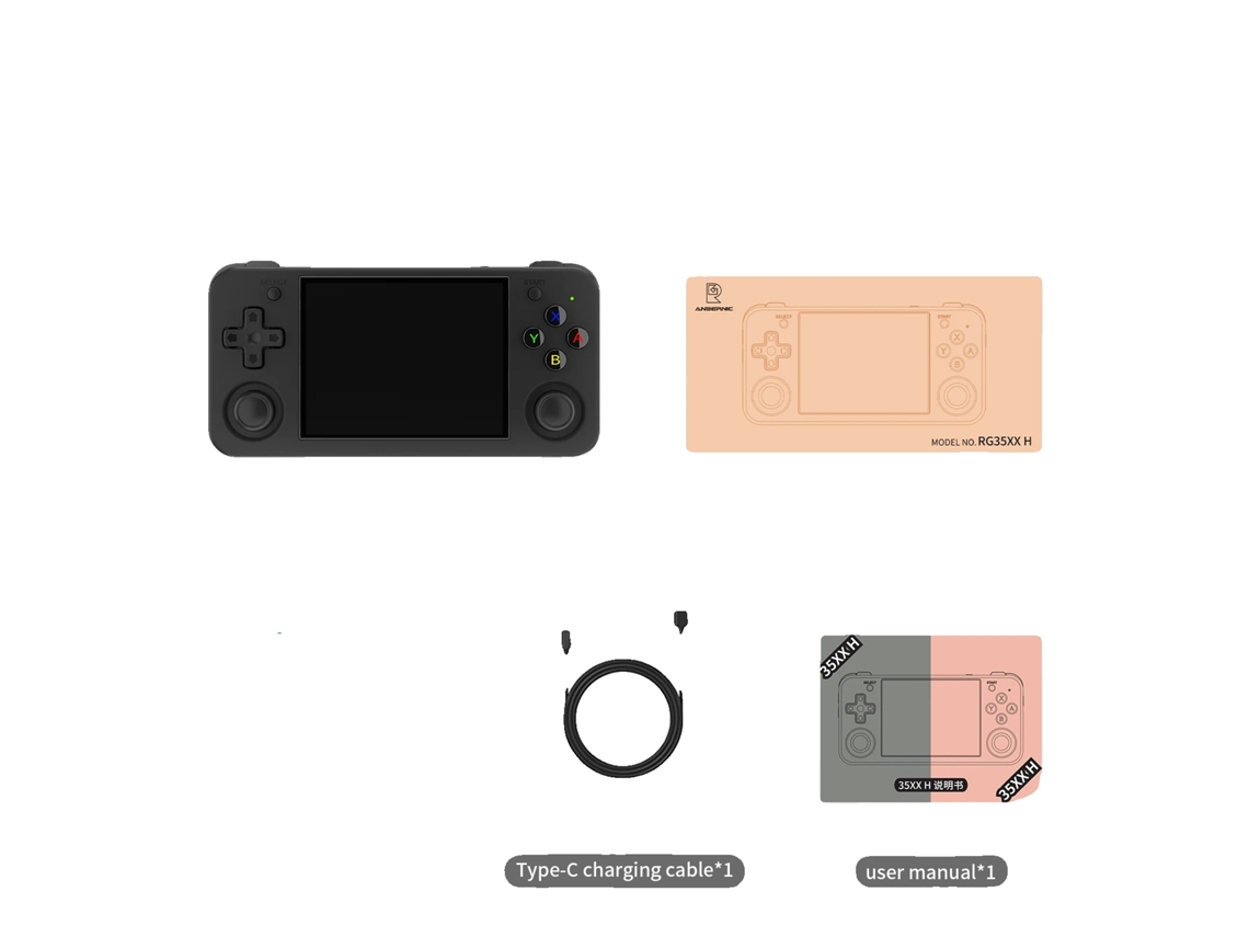 Console de videogame portátil, tela de 3,5 polegadas, design de joystick duplo, preto, 64G OEM (5000 jogos)