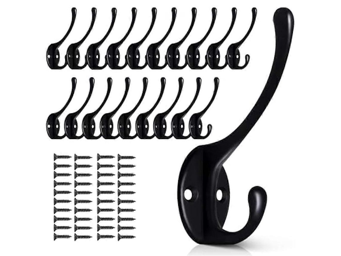 Conjunto De 20 Ganchos De Parede Pretos Para Pendurar, Ganchos De Metal Para Parede, Ganchos Duplos Retrô Resistentes