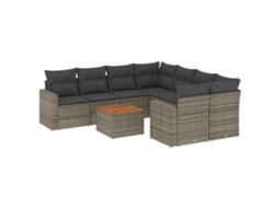 Conjunto de 9 Sofás para Jardim com Almofadões Vime Pe Cinzento MAISON EXCLUSIVE (90x200 cm)