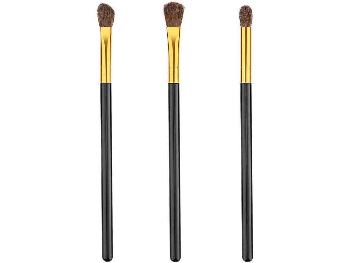 3 Pincéis Profissionais de Maquiagem para Olhos para Sombra, Eyeliner, Sulco e Sobrancelha