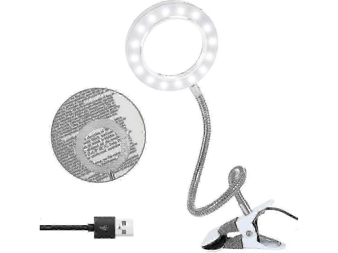 Lupa De Mesa Com Luz Led E Braço Articulado, Com Grampo