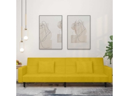 Vidaxl Sofá-cama 2 Lugares Com Duas Almofadas Veludo Amarelo