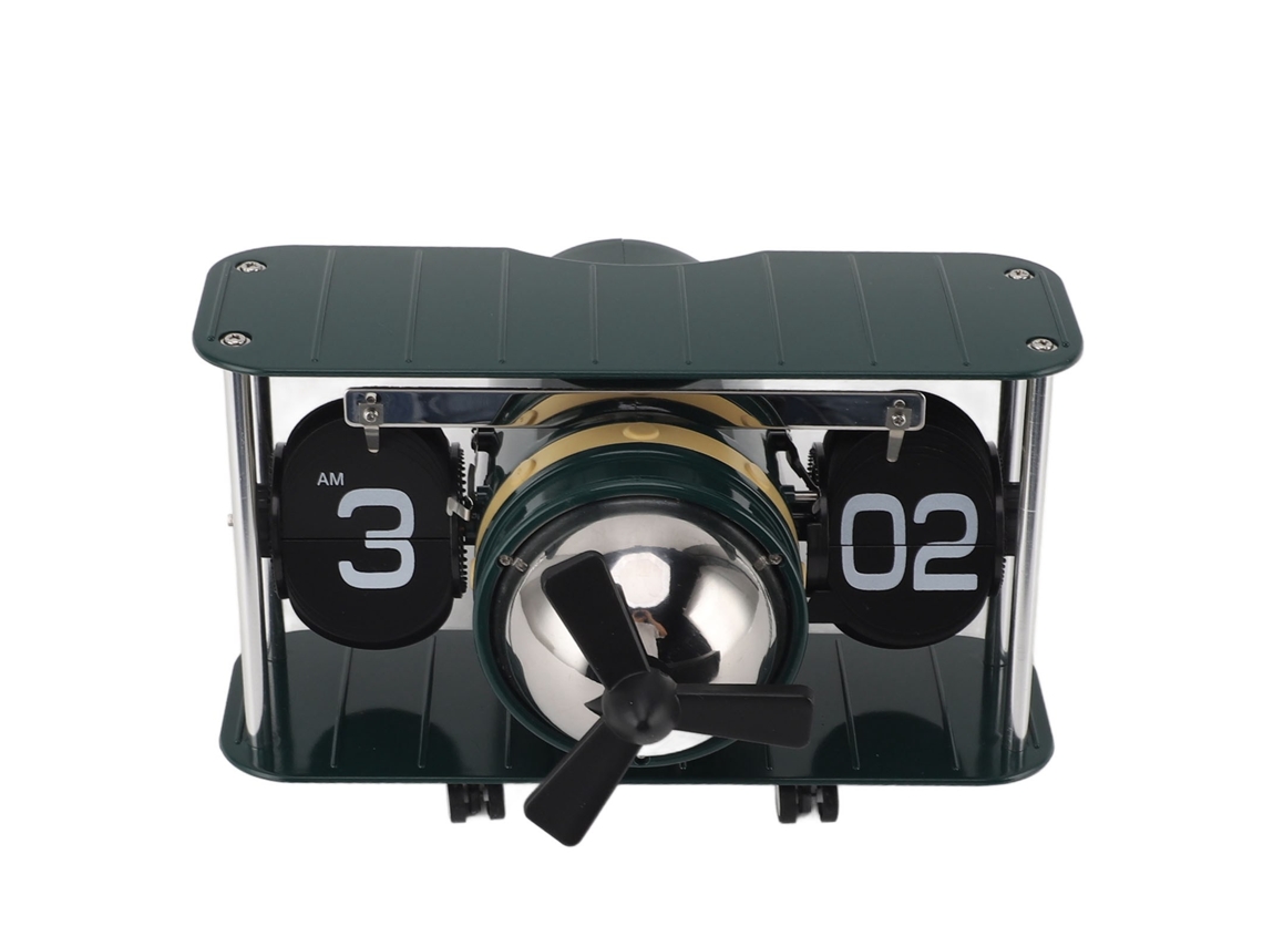 Relógio Flip Avião de Aço Inoxidável 304 Mecânico Retro com Função de Lembrete Temporizador para Escritório Verde