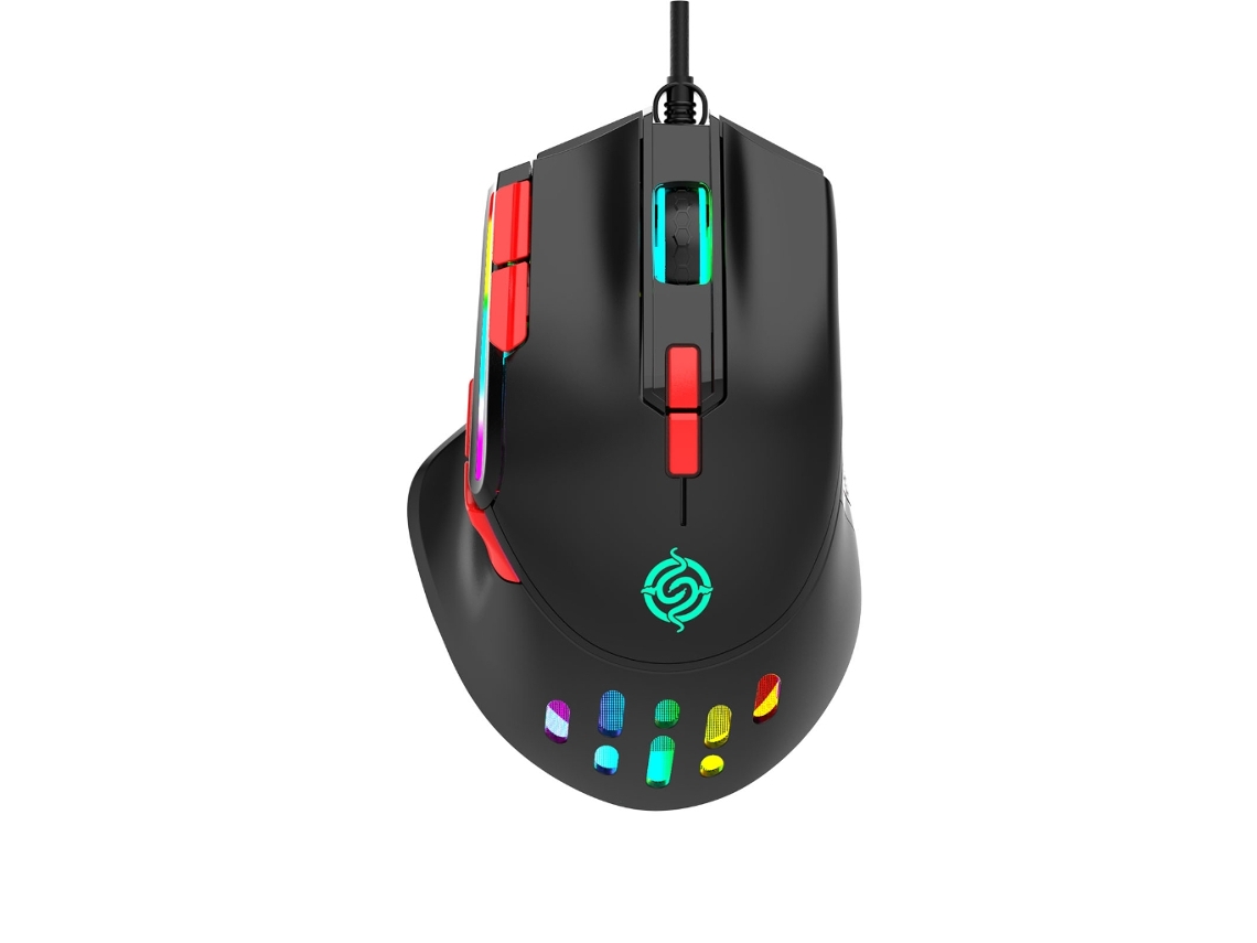 Mouse Gamer com Fio USB RGB Macro Programável 6400 DPI 9 Botões Programáveis AQUAFORGE