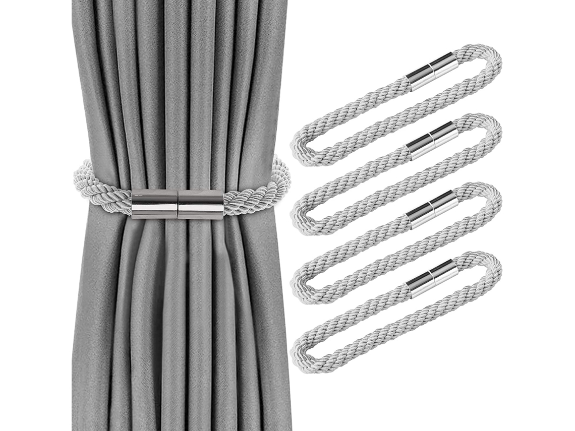 Amarradores de Cortina Magnéticos 4pcs Cinza Sem Furo