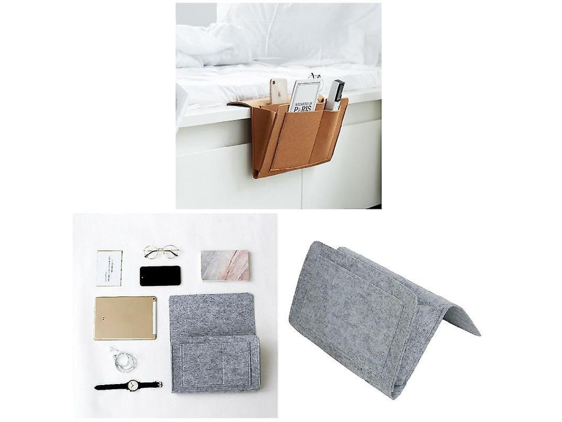 Organizador de cabeceira de feltro Slowmoose com bolsas para sofá-cama e escrita, telefone, livros, tablets, controle remoto