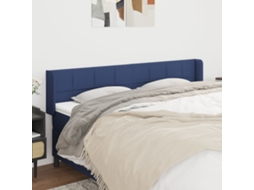 Vidaxl Cabeceira De Cama C/ Abas Tecido 203x16x78/88 Cm Azul