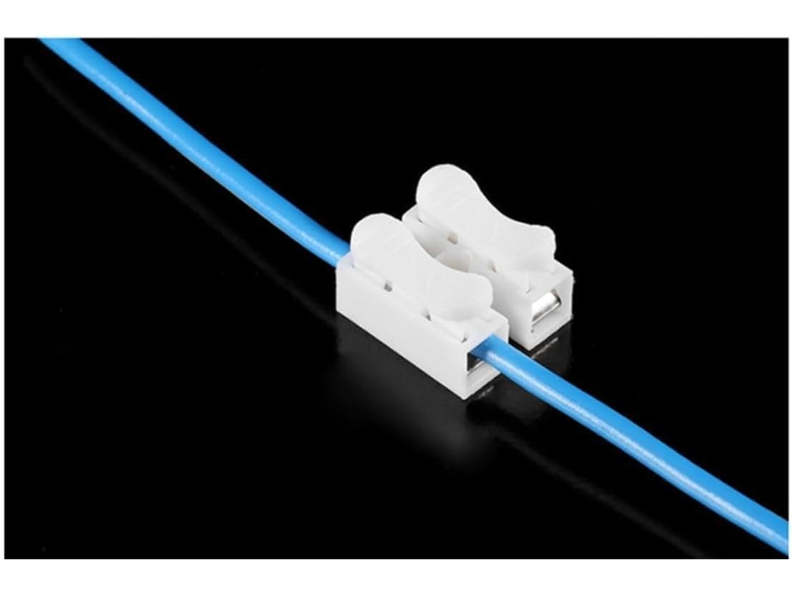 Conectores Elétricos Rápidos De 2 Vias De Alta Dureza Em Plástico Branco, 3 Peças