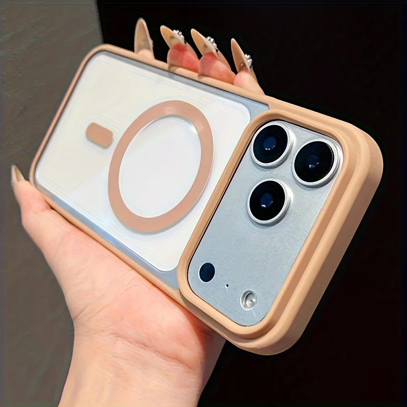 Capa Protetora Magsafe Para Carregamento Sem Fio Magnético (iphone 12 Dourado), Capa Traseira Rígida Transparente.
