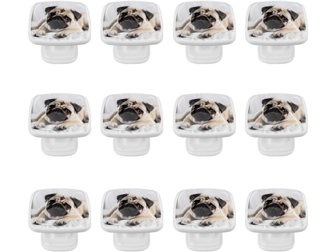 Puxadores Quadrados Para Gavetas De Cômoda, Puxadores Para Armários De Cozinha, 12 Peças, Cachorro Bulldog, Puxadores E