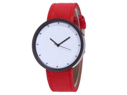 Relógio masculino de quartzo com pulseira de couro PU, resistente à água (vermelho)