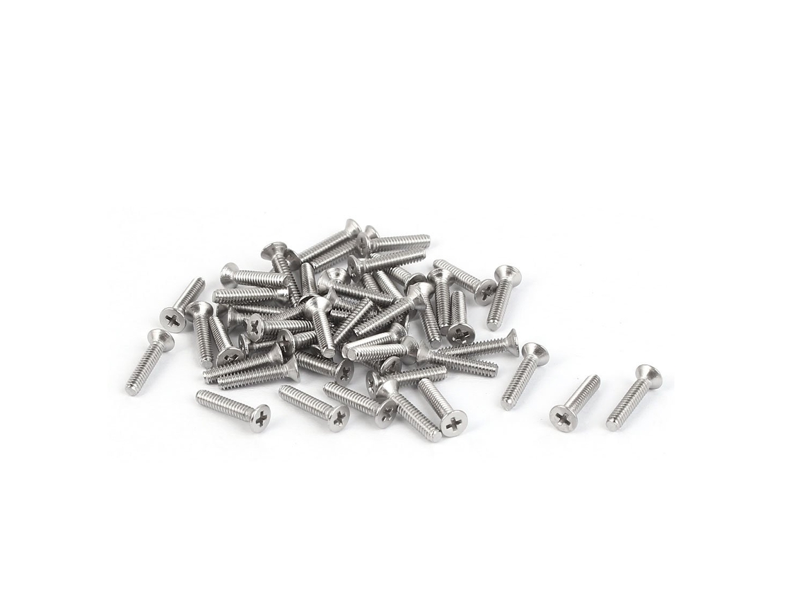50 Peças de Parafusos Máquina Phillips Cabeça Chata M1,6x8mm em Aço Inoxidável 316 CHABERLU