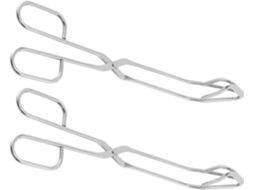 Pinças Para Churrasco Operitacx, Duráveis, Pacote Com 2 Unidades, Aço Inoxidável Prateado, Suporte Para Cubos De Gelo