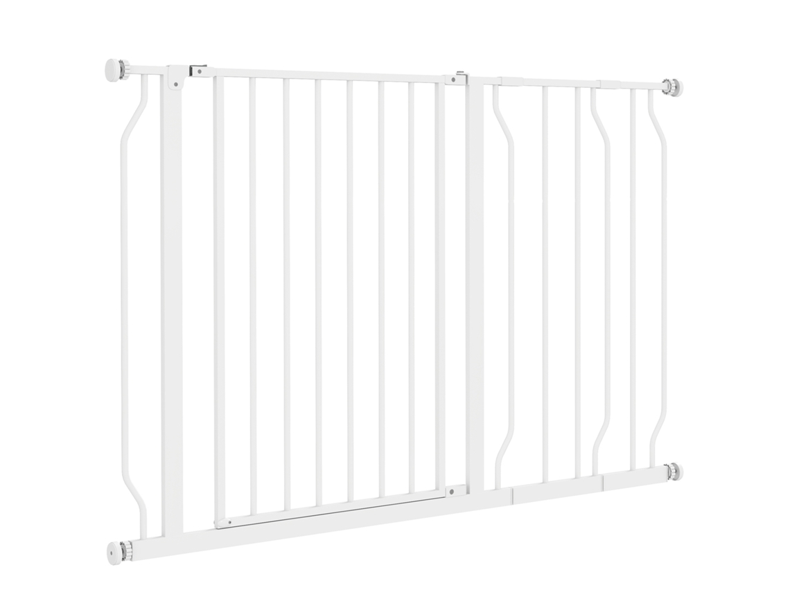 Barreira De Segurança Extensível Para Escadas E Portas 75-115cm Com 2 E 10-20cm Montagem A Pressão Aço Altura 76cm Branco