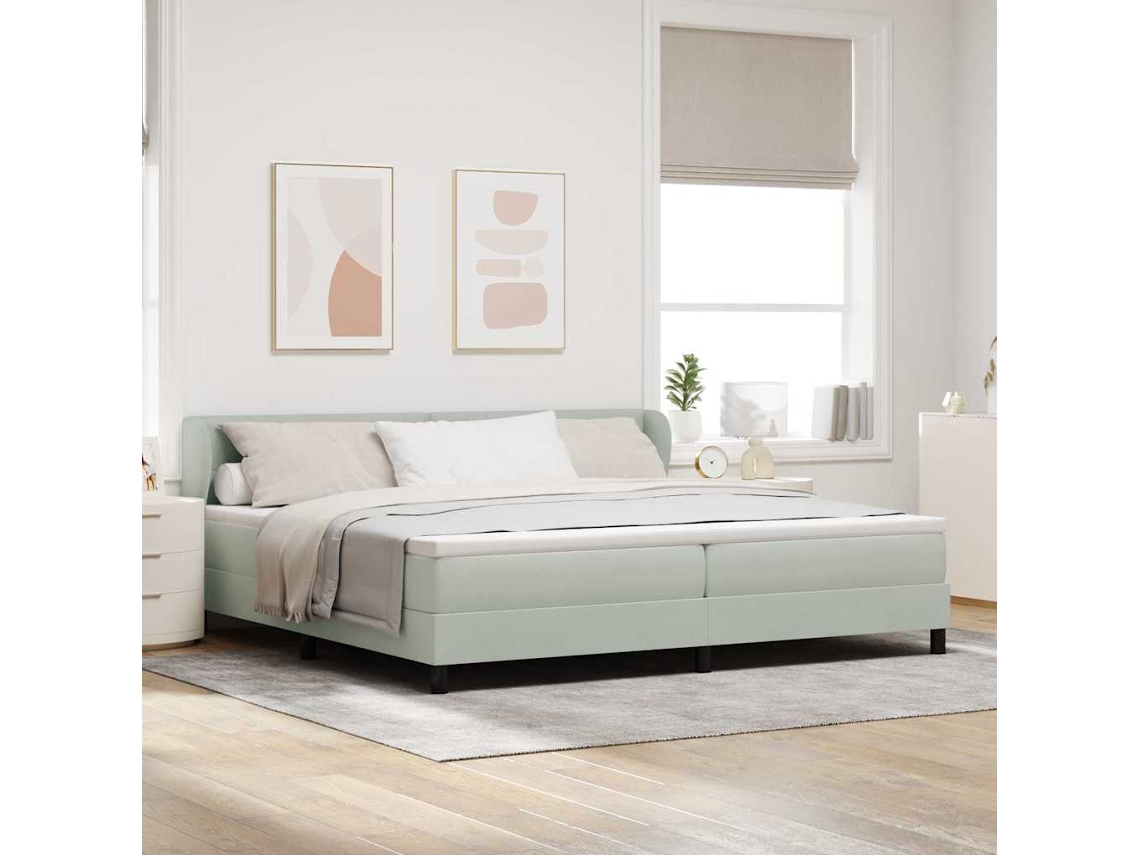 Vidaxl Cama Box Com Cabeceira Cinzento-claro 200 X 200 Cm Veludo