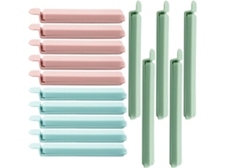 Rebe-15 Pinças Para Alimentos Reutilizáveis De Plástico Tamanhos 12cm E 15cm Selagem Hermética Cores Azul Rosa Verde