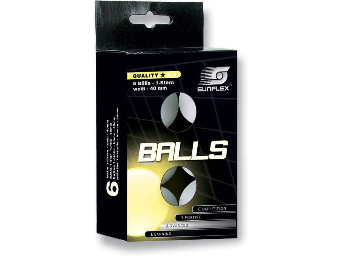 Bola de Ping-Pong SUNFLEX Advanced 40 Mm (Branco - 6 Bolas)
