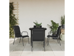 Conjunto 5 Pcs De Jantar Para Jardim Aço E Textilene Preto Dkd Home Decor