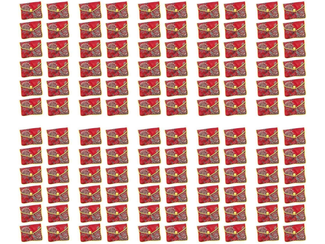 120x Pequenas Bolsas/caixas Porta moedas em Tecido de Seda Bordado Vermelho SFUSHOS
