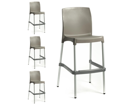 Conjunto 4 Bancos Altos Bona Taupe Tensai Furniture