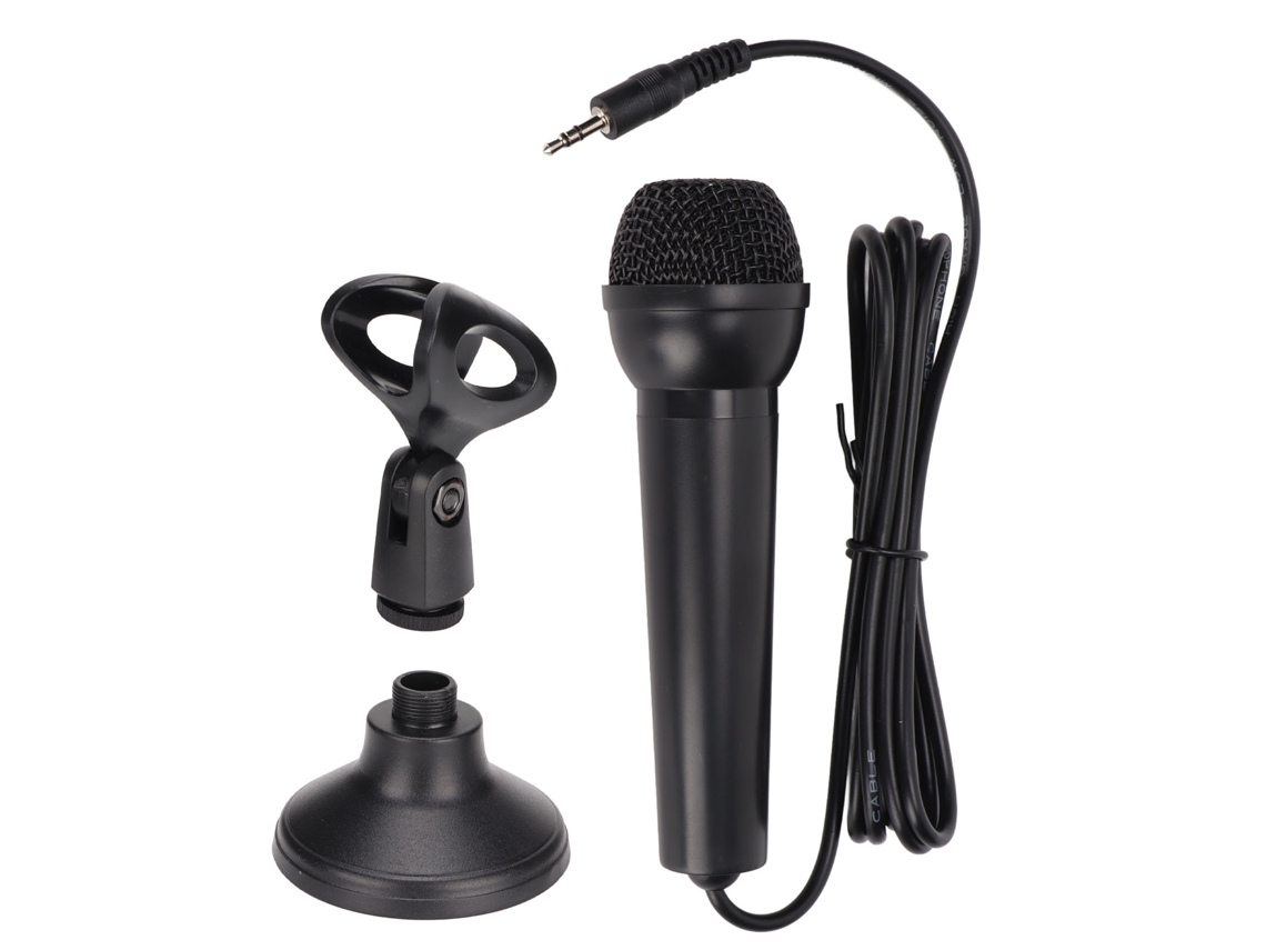 Micrófono con cable de bajo ruido, doble conector de 3.5mm y soporte para karaoke, ordenador y móvil, patrón cardioide