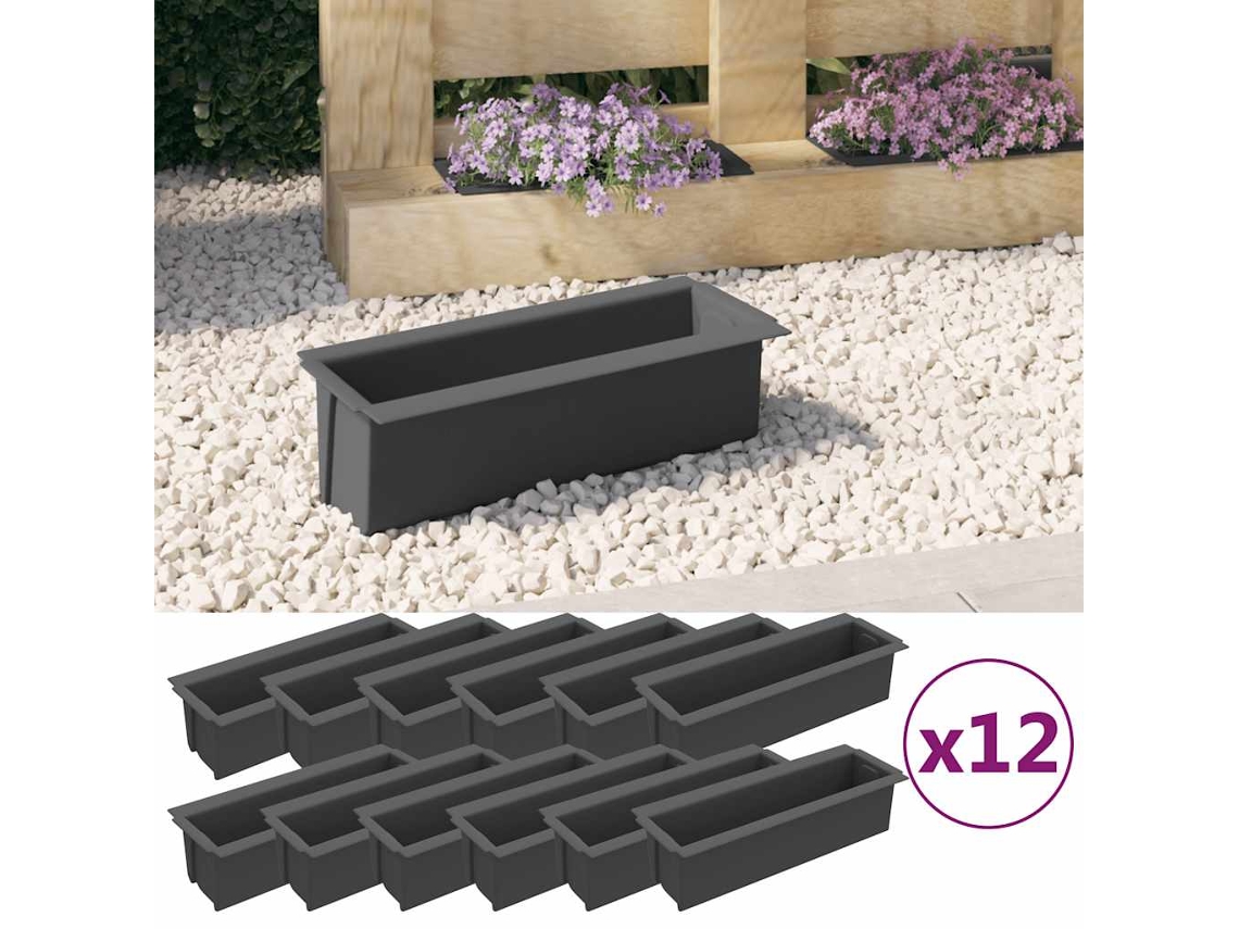 Conjunto 12 Floreira VIDAXL Cinzeto Polipropileno