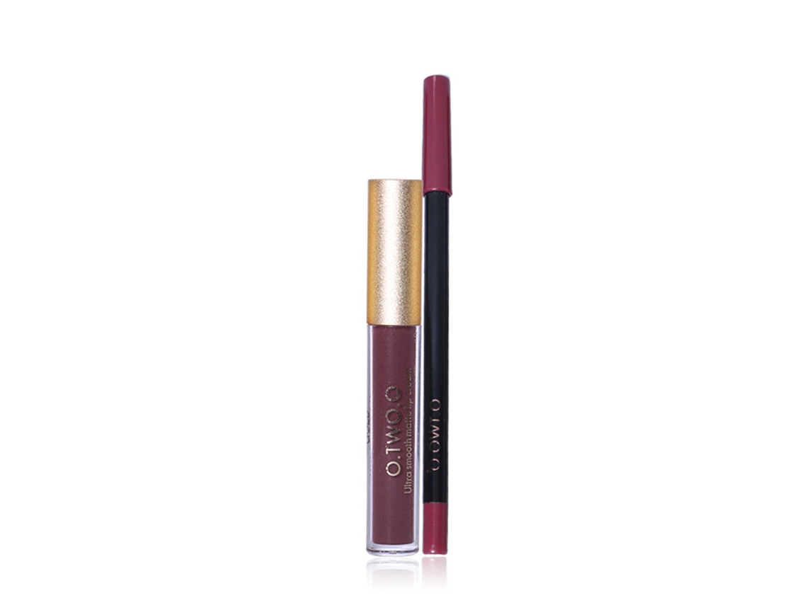 Labial Líquido Mate Largo Duración Impermeable + Lápiz Labial Maquillaje Cosmético 3