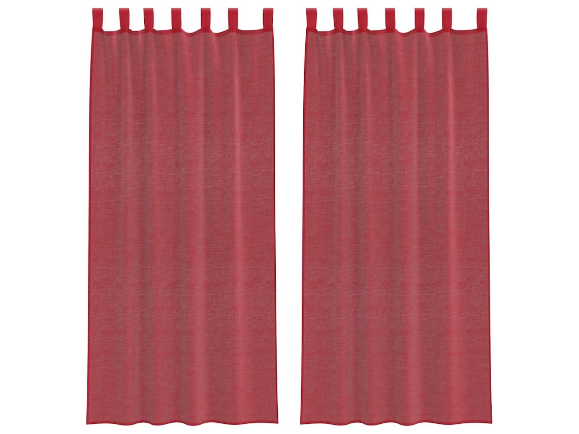 Maison Exclusive - Cortinas De Voile Com Laços 2 Pcs Vermelho Tinto 140x245 Cm